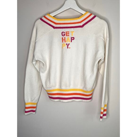 Kerri Rosenthal Get Happy Preppy V Neck Striped Soft Sweater Women's Size S - Picture 8 of 10